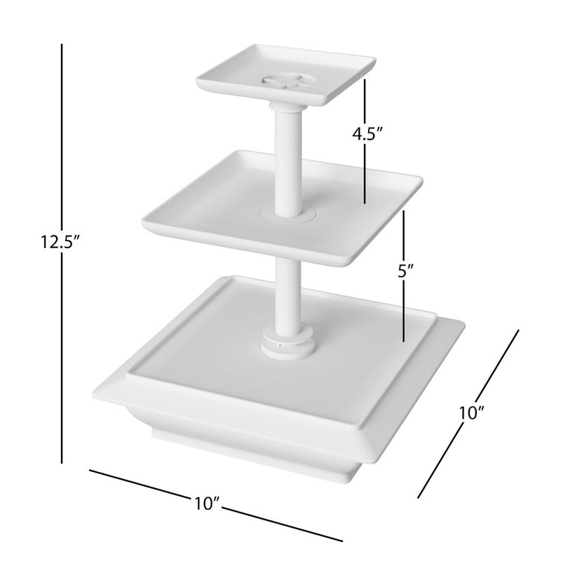 Chef Buddy 3-Tier Cupcake Stand - Square Display Stand for Birthday, Tea Party, Wedding, or Baby Showers - Dessert Table Display Set (White) - Image 2